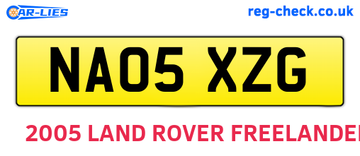 NA05XZG are the vehicle registration plates.