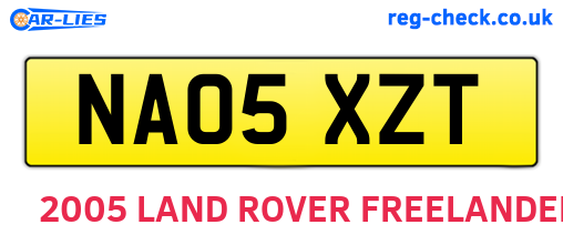 NA05XZT are the vehicle registration plates.