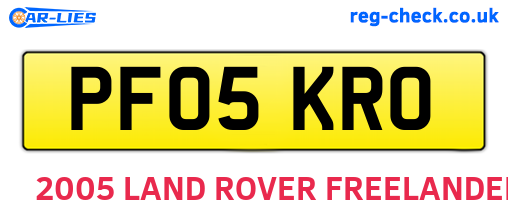 PF05KRO are the vehicle registration plates.
