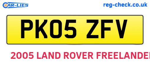 PK05ZFV are the vehicle registration plates.