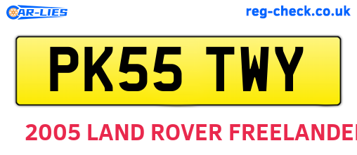 PK55TWY are the vehicle registration plates.