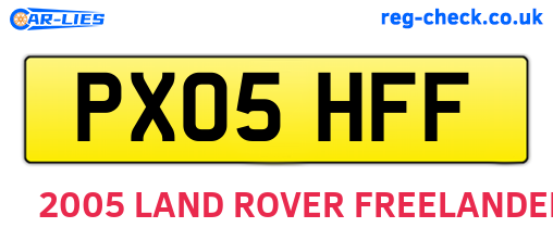 PX05HFF are the vehicle registration plates.