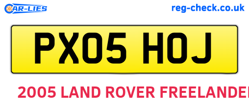 PX05HOJ are the vehicle registration plates.