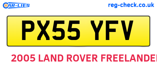 PX55YFV are the vehicle registration plates.