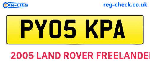PY05KPA are the vehicle registration plates.
