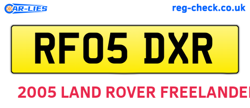 RF05DXR are the vehicle registration plates.