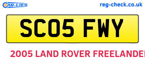 SC05FWY are the vehicle registration plates.