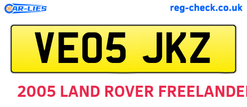 VE05JKZ are the vehicle registration plates.