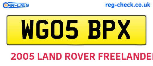 WG05BPX are the vehicle registration plates.