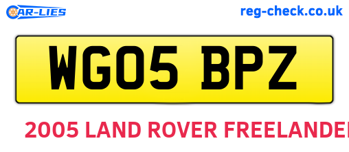 WG05BPZ are the vehicle registration plates.