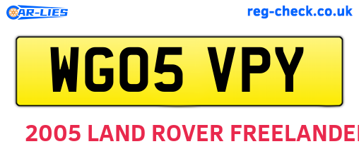 WG05VPY are the vehicle registration plates.