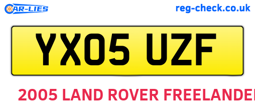 YX05UZF are the vehicle registration plates.