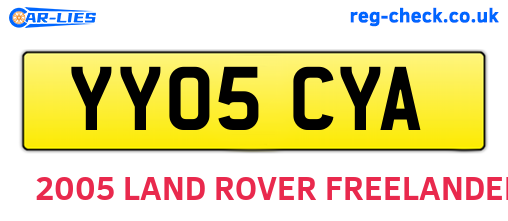 YY05CYA are the vehicle registration plates.