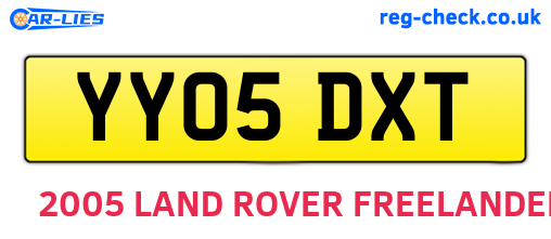 YY05DXT are the vehicle registration plates.