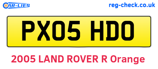 PX05HDO are the vehicle registration plates.