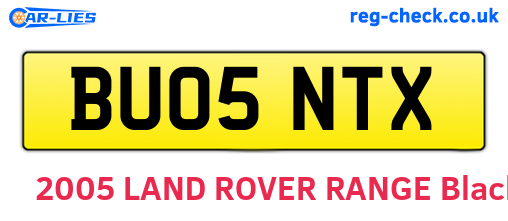 BU05NTX are the vehicle registration plates.