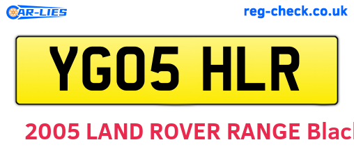 YG05HLR are the vehicle registration plates.