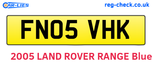 FN05VHK are the vehicle registration plates.
