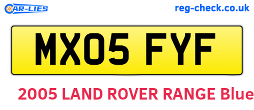 MX05FYF are the vehicle registration plates.