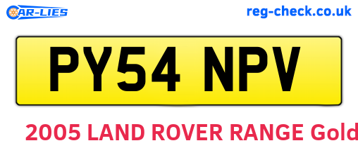PY54NPV are the vehicle registration plates.