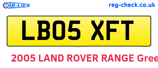 LB05XFT are the vehicle registration plates.
