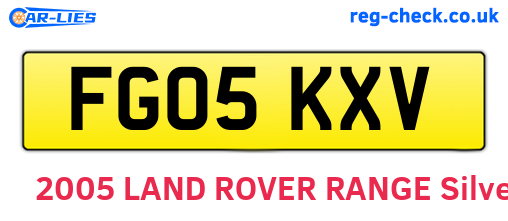 FG05KXV are the vehicle registration plates.
