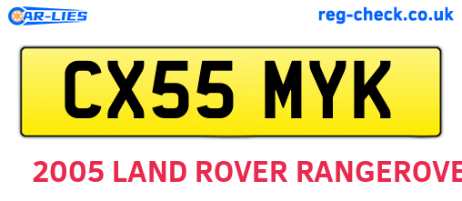 CX55MYK are the vehicle registration plates.
