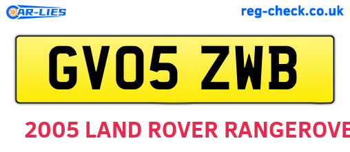 GV05ZWB are the vehicle registration plates.