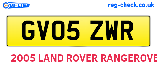GV05ZWR are the vehicle registration plates.