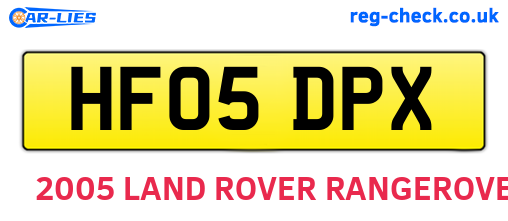 HF05DPX are the vehicle registration plates.