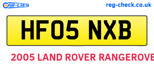 HF05NXB are the vehicle registration plates.