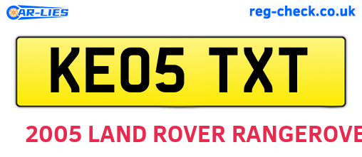 KE05TXT are the vehicle registration plates.