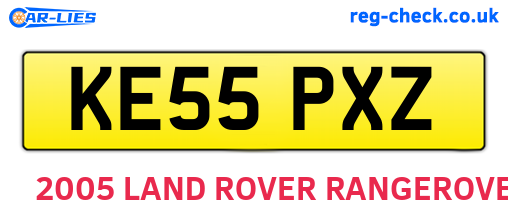 KE55PXZ are the vehicle registration plates.