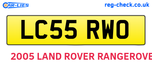 LC55RWO are the vehicle registration plates.