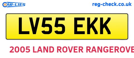 LV55EKK are the vehicle registration plates.