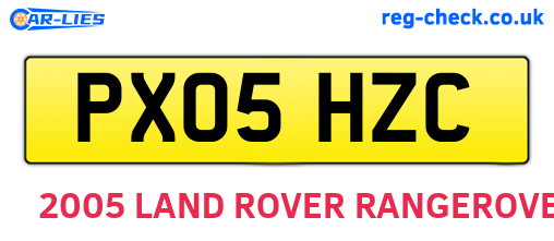 PX05HZC are the vehicle registration plates.