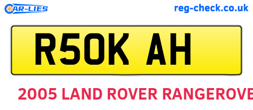 R50KAH are the vehicle registration plates.