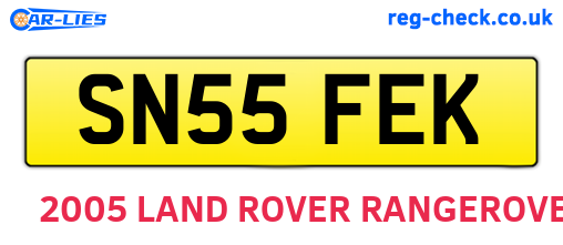 SN55FEK are the vehicle registration plates.