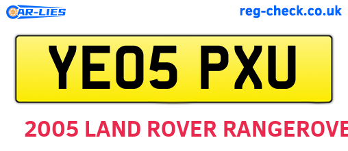 YE05PXU are the vehicle registration plates.