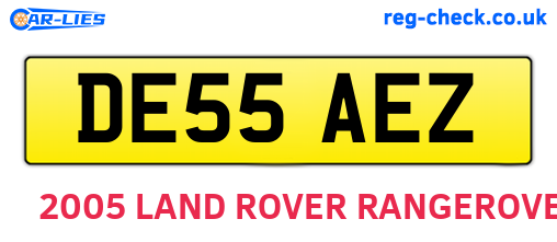 DE55AEZ are the vehicle registration plates.