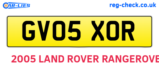 GV05XOR are the vehicle registration plates.