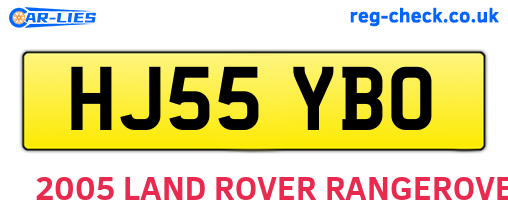 HJ55YBO are the vehicle registration plates.