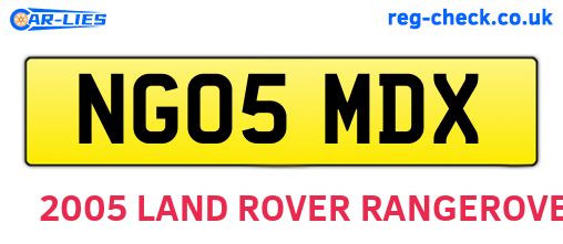 NG05MDX are the vehicle registration plates.