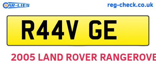 R44VGE are the vehicle registration plates.