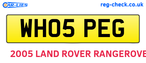 WH05PEG are the vehicle registration plates.