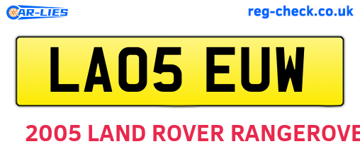 LA05EUW are the vehicle registration plates.