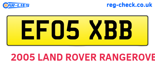 EF05XBB are the vehicle registration plates.