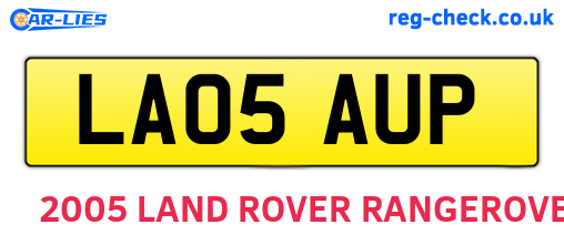 LA05AUP are the vehicle registration plates.