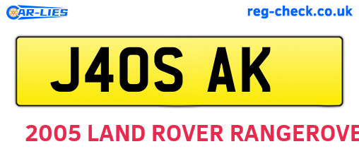 J40SAK are the vehicle registration plates.