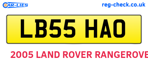 LB55HAO are the vehicle registration plates.